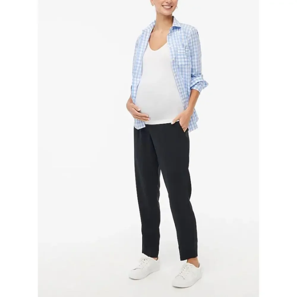 J.Crew Black Casual Pull On Jersey Crepe Maternity Jamie Cropped Pant‎ Size 18